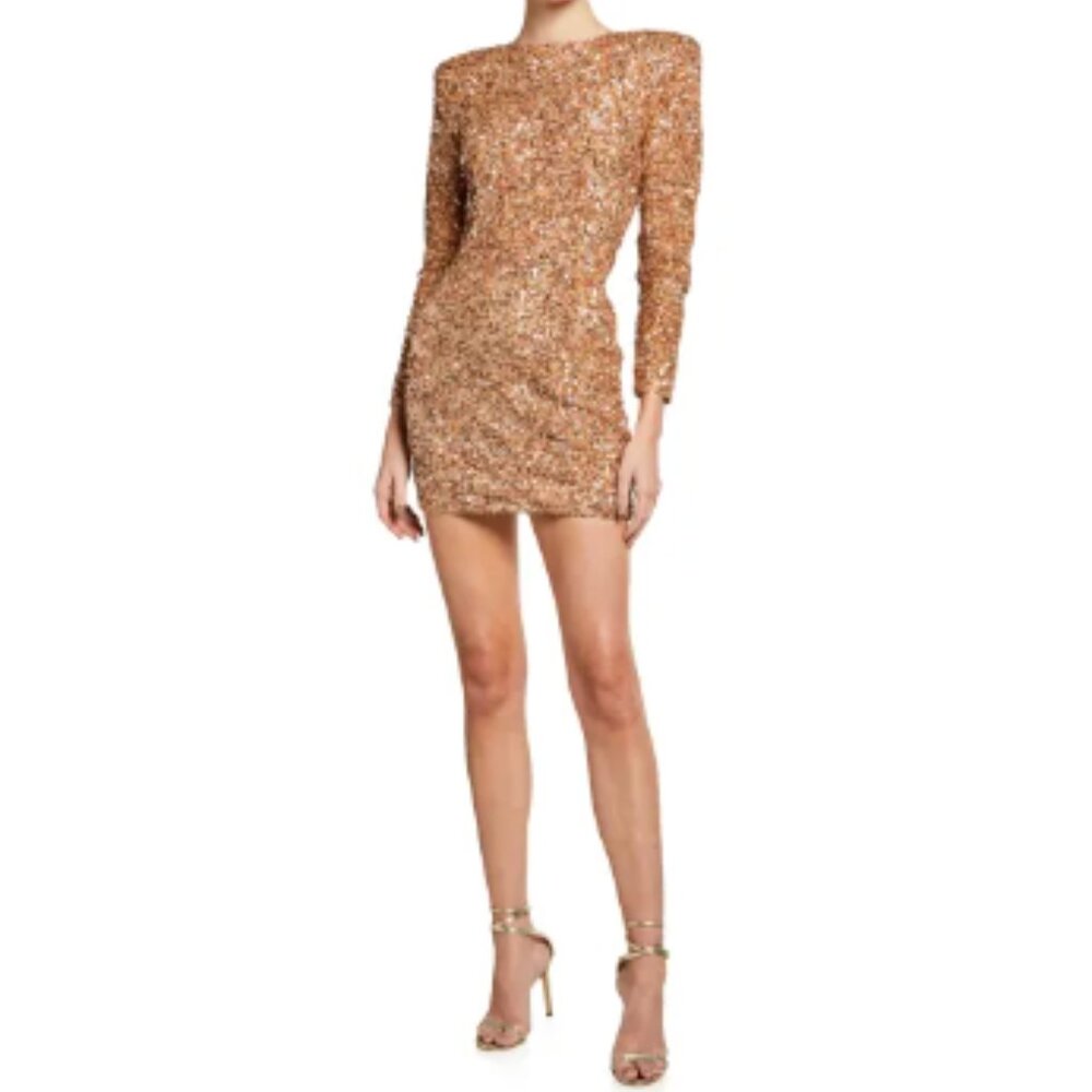 Retrofete Nikki Mini Sequin Dress Color: Bronze  Size: Large